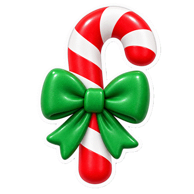 Sticker bastoncino di zucchero con fiocco