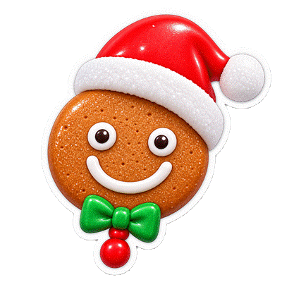Sticker biscotto pan di zenzero con cappello di Babbo Natale